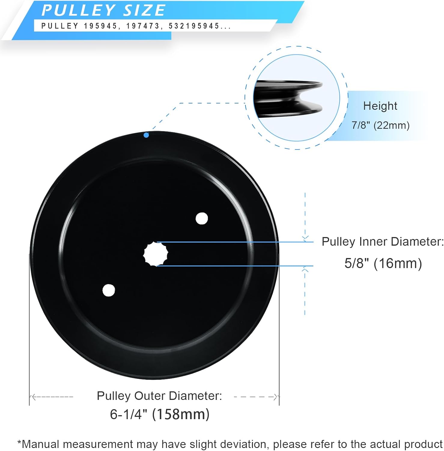 46" Mower Deck Spindle Be lt Kit for Hu sqvarna 2246LS 2346XLS YTH224T YTH20K46, 2 Spindle Assembly 187292 192870，2 Pu lley 195945 with 1 Be lt 21546607