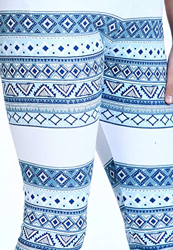 Image of Naughty Ninos Girls White & Blue Printed Ankle-Length Legging for 2 to 12 Years