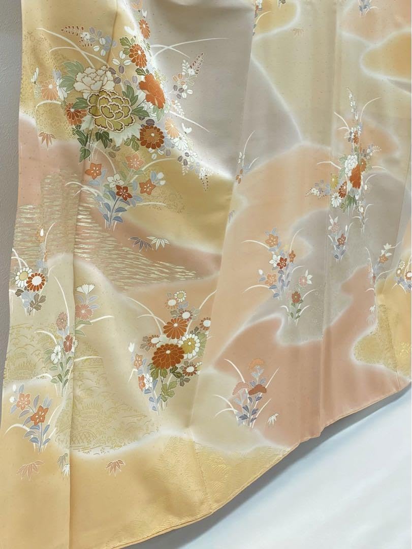 千總謹製 訪問着 阪急梅田扱い 金駒 金彩加工 紋意匠 正絹 躾糸付き