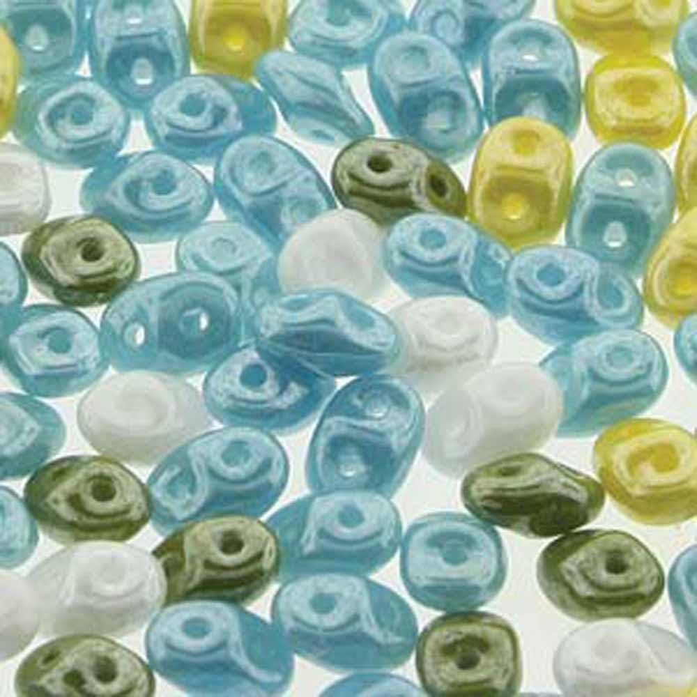 SuperDuo Dandelion Summer Mix 2.5x5mm 2 Hole Beads Czech Glass Seed Beads 100 Gram Bag