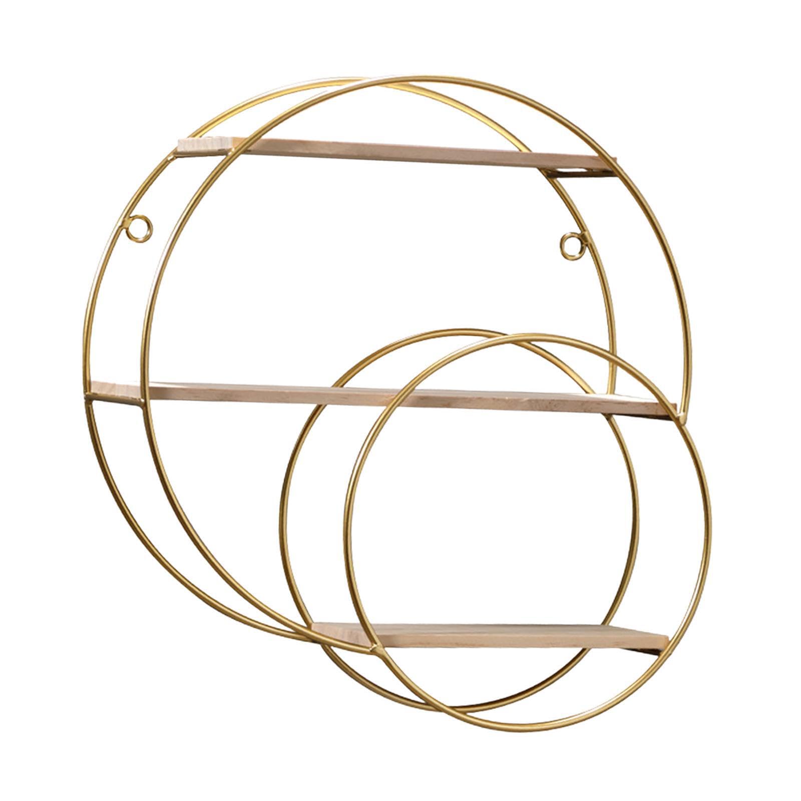 ALCXAZS Hanging Shelf Cosmetic Display Rack Decorative, Gold, Round 3 Tiers