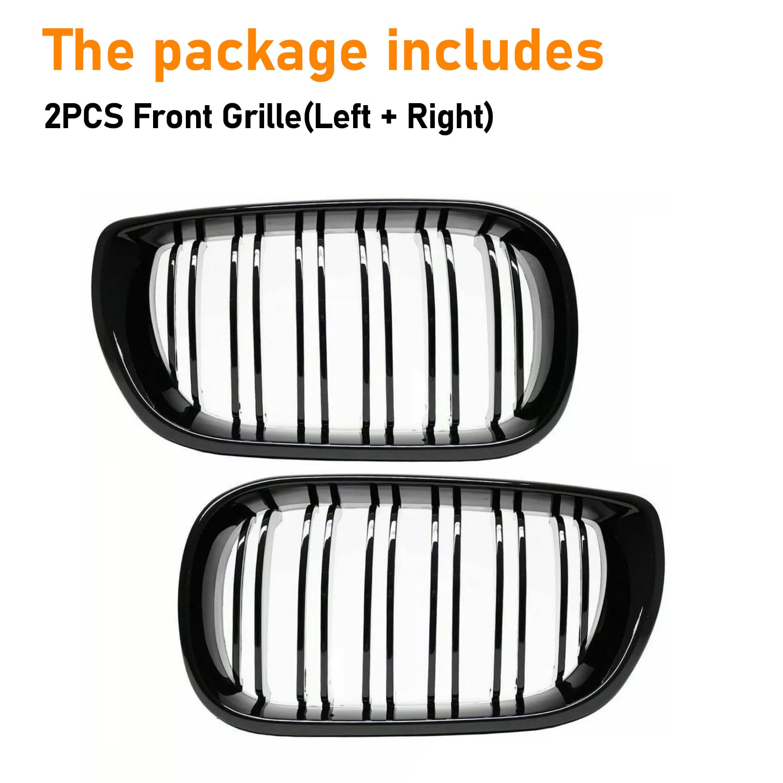 2 PCS Kompatibel mit BMW 3er E46 LCI Nieren Schwarz 2002-2005 Kühlergrill 4 Door 4D，Kühlergrill Streifen für 3er E46 318i 320i 325i 330i Radiator Grille- Schwarz