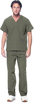 Dagacci Scrubs for Men Set - V-Neck Scrub Top and Cargo Pants - 8 Pockets Men Scrubs Set