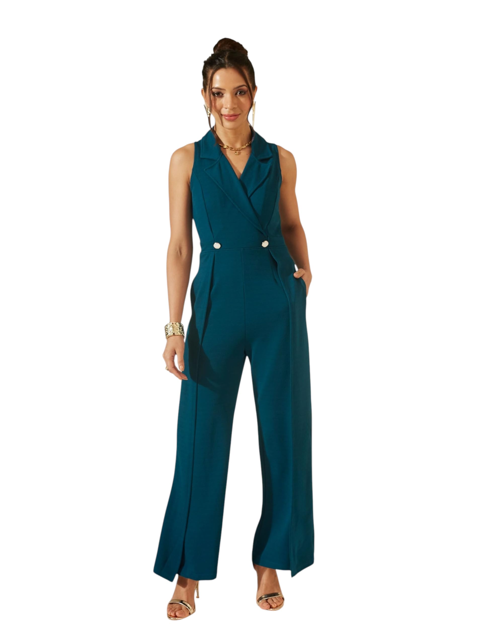 miss chase Women's Notched Collar Sleeveless Wrap Regular-Length Jumpsuit-picture-35