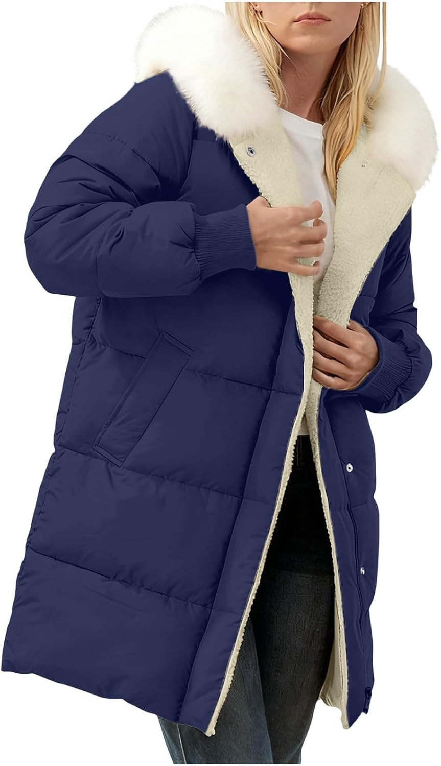 Womens Winter Parka Long Waterproof Snow Jacket Windproof Warm Down Coat Detachable Fur Hooded Cold Weather
