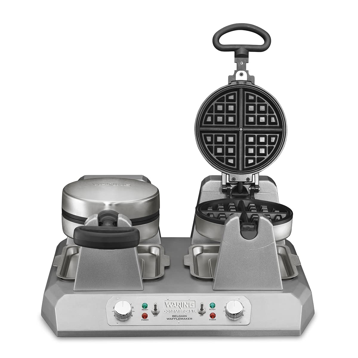 Waring Commercial WW250X Double Side by Side Belgian Waffle Maker, Coated Non Stick Cooking Plates, Produces 50 Waffles Per Hour,120V, 2400W, 5-20 Phase Plug