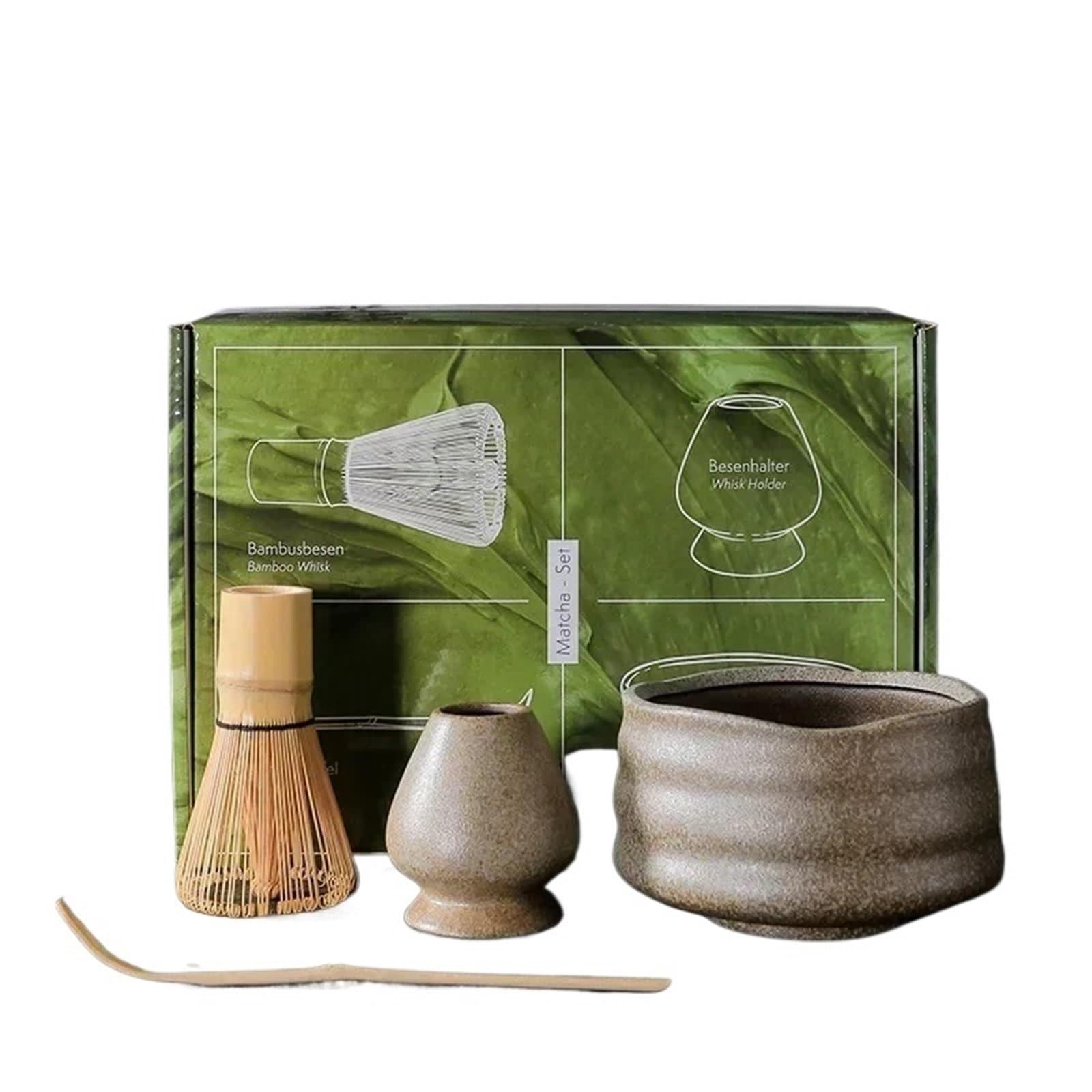 Juego de 4 piezas cerámica gruesa for matcha, batidor seguro, cucharilla, juego té, tienda bebidas for interiores, herramientas for hacer, accesorios Kit Te Matcha(White)