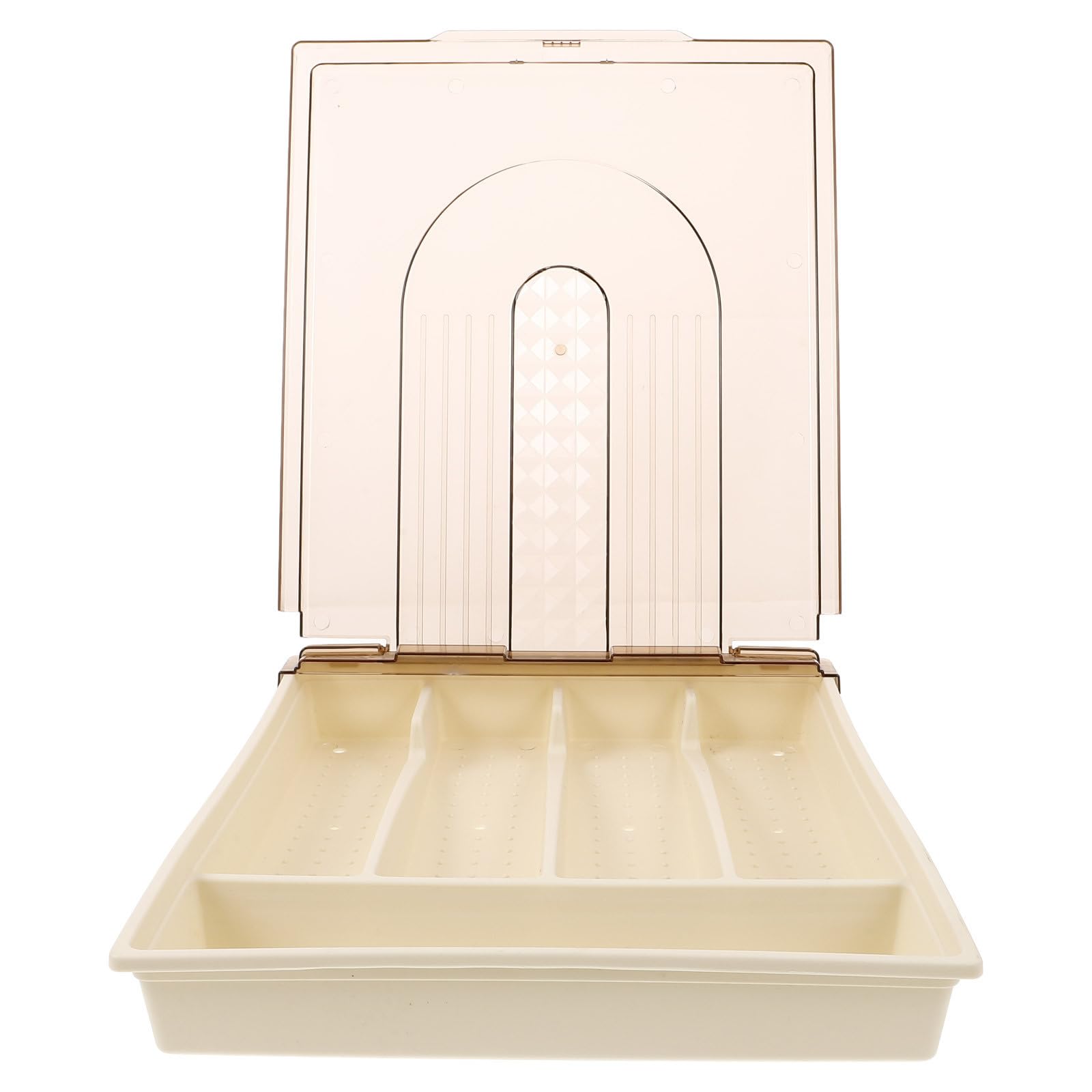 Organizador de Cubiertos con Tapa, Porta Cubiertos, Diseño de Rejilla, PP y Pet, Gran Capacidad, Organizador de Cajón para Cocina y Cajones