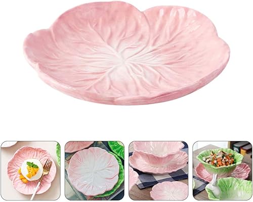 Miniatura 2 de Hemoton Plato de cerámica con repollo de dibujos animados, plato de frutas, plato de ensalada, plato para fruta, postre, aperitivos, ensalada, 7.5