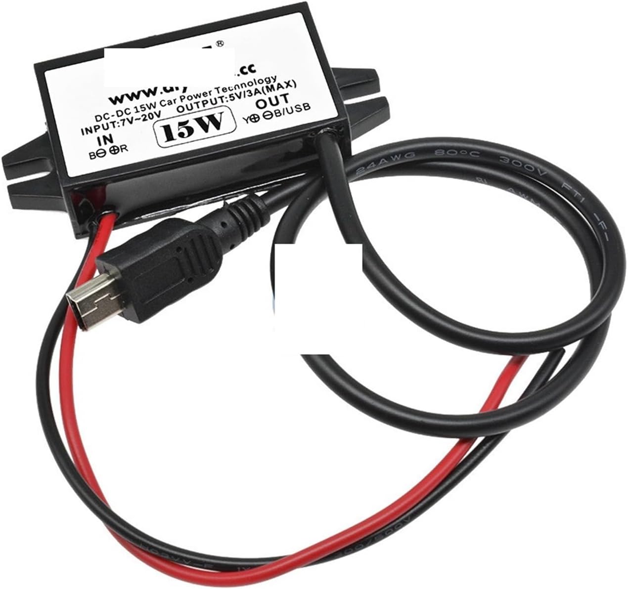 DC-DC 12V to 5V 3A 15W Car Waterproof Power Supply Converter USB Step Down Voltage Power Supply Output Adapter for Car(Dual Square USB)