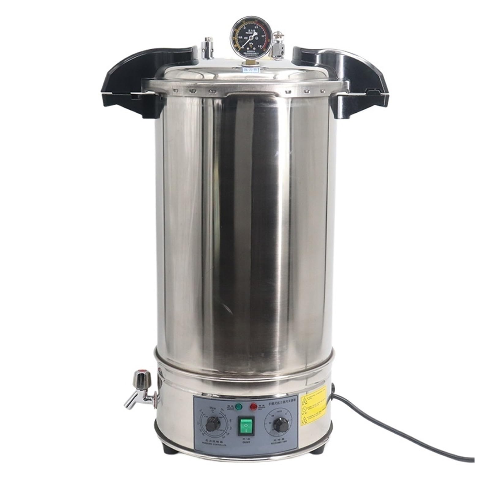 Autoclave portatile da 24 litri, sterilizzatore a vapore ad apertura rapida in acciaio inox 304 per strumenti veterinari, efficiente e veloce.