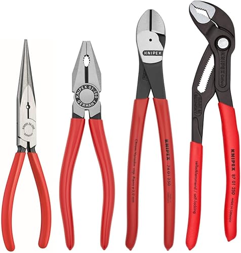 KNIPEX Tools 9K 00 80 94 US Cobra Alicates Cortadores Combinados y Alicates de Punta de Aguja Juego de 4 Piezas