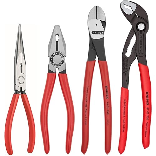 Knipex Tools 9K 00 80 94 US Cobra Combination Cutter and Needle Nose Pliers Set (4 Piece)