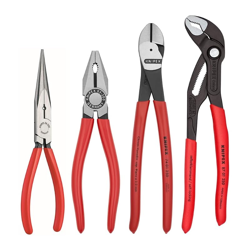 KNIPEX 9K 00 80 94 US Kit de Alicates Cobra, Corte, Bico Longo e Universal com 4 Peças