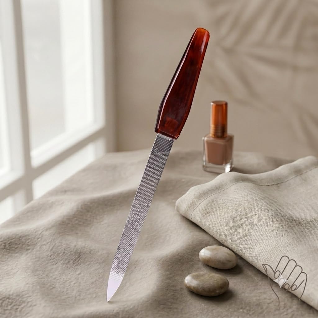 Professional Metal Nail File with Tortoiseshell Handle - Dual-Grit Double-Sided Stainless Steel Manicure Filer for Natural, Acrylic & Gel Nails, Durable Fingernail Shaper for Home & Salon Use-picture-31