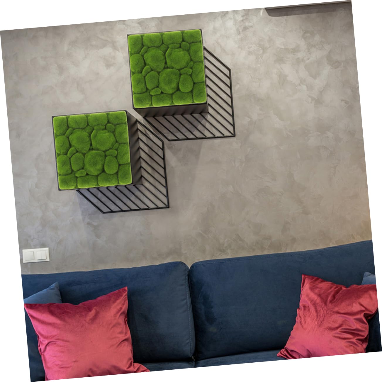 Panel Decorativo de Musgo Artificial Cuadrado 3 Piezas de Espuma
