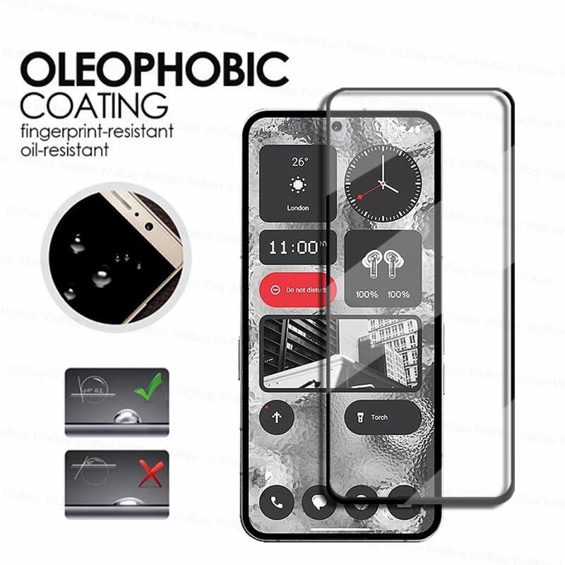 Image of SPAZY CASE Nothing Phone 2 Premium Tempered Glass (Black) - 9H Full Glue Full HD, Anti Scratch Screen Guard for Nothing Phone 2