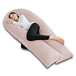 Meiz Pregnancy Pillows, Cooling Pregnancy Pillows for Sleeping, Maternity Pillow for Pregnant Woman, 65 Pregnant Pillows for Sleeping with Cooling Jersey Cover, Apricot