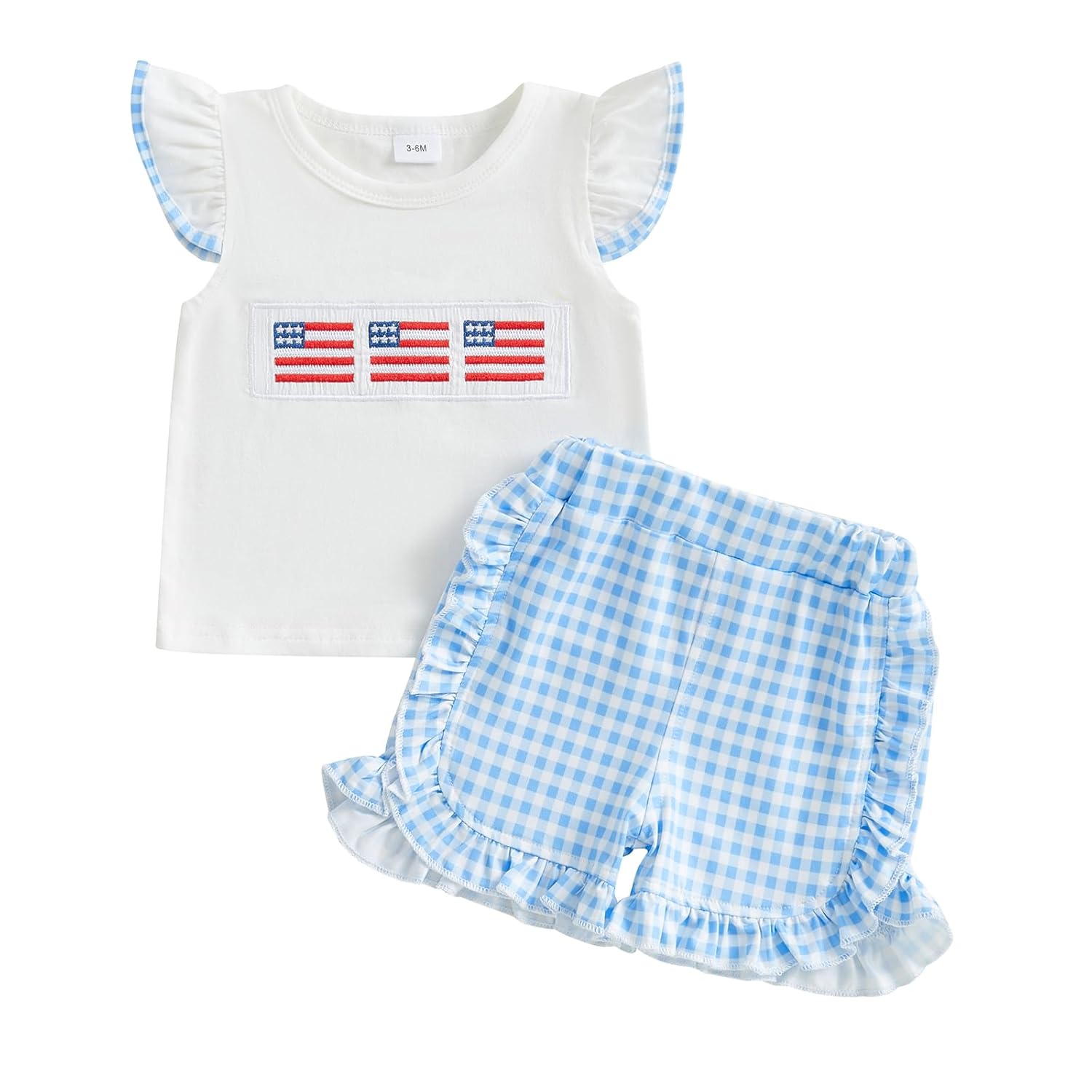 Toddler Infant Baby Girl 4th of July Outfit American Flag Short Sleeve Shirt Tops Shorts Fourth Of July