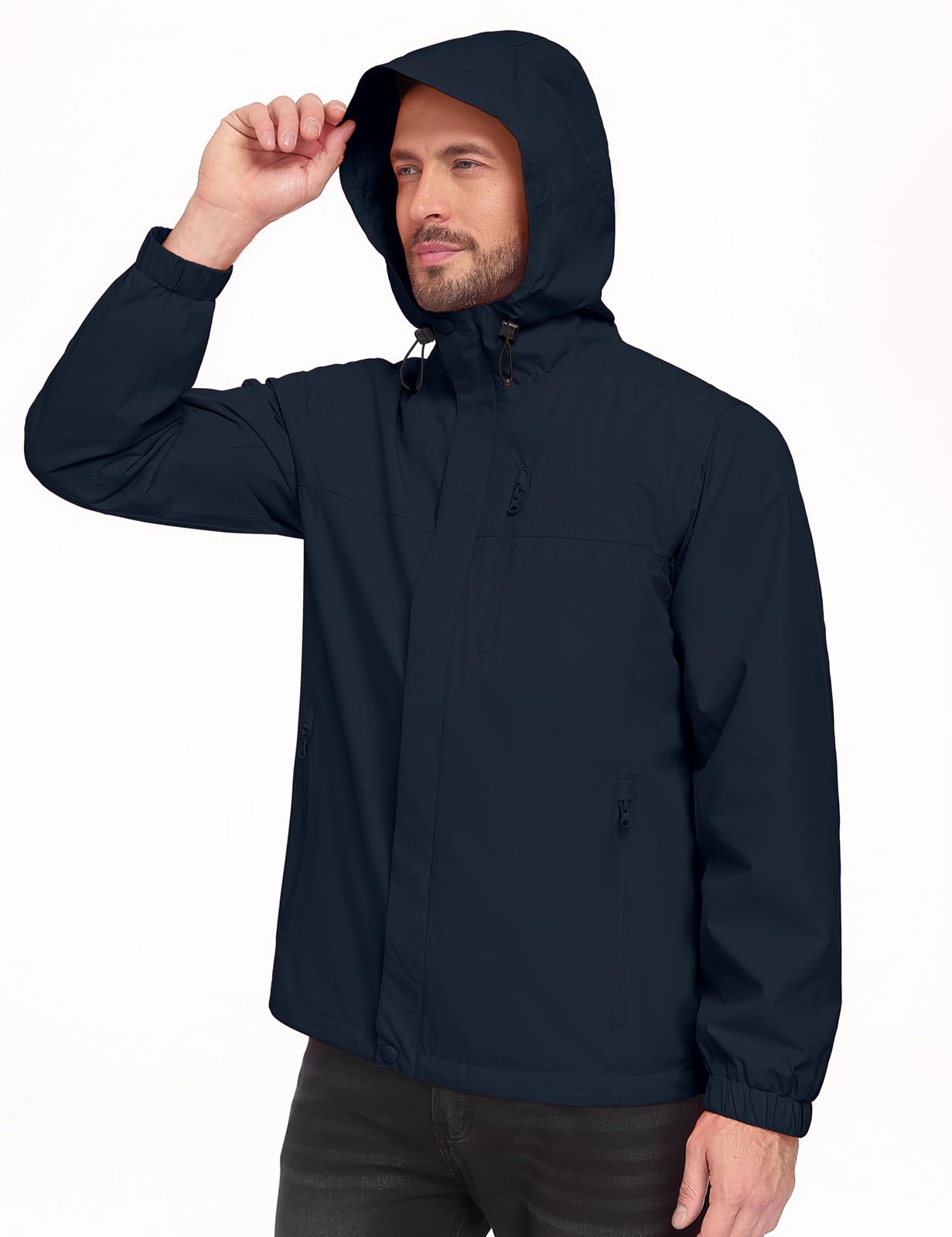 Xnova Chaqueta Impermeable Hombre Cortavientos Plegable con Capucha para Senderismo
