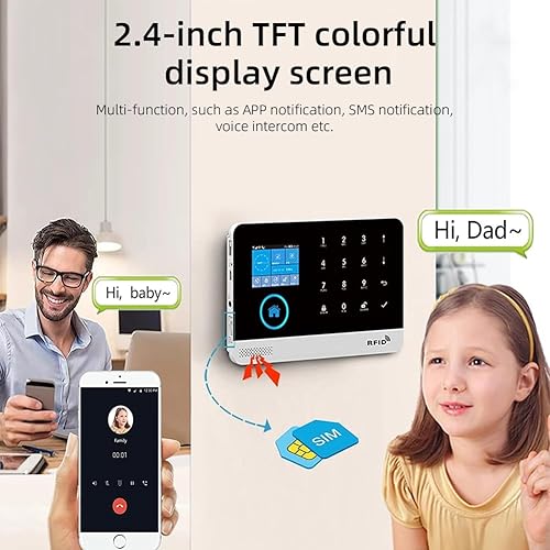 Miniatura 5 de YBJ Sistema de alarma inalámbrico para seguridad del hogar, kit de 20 piezas de alarma antirrobo con control GSM y WiFi APP para el hogar y la