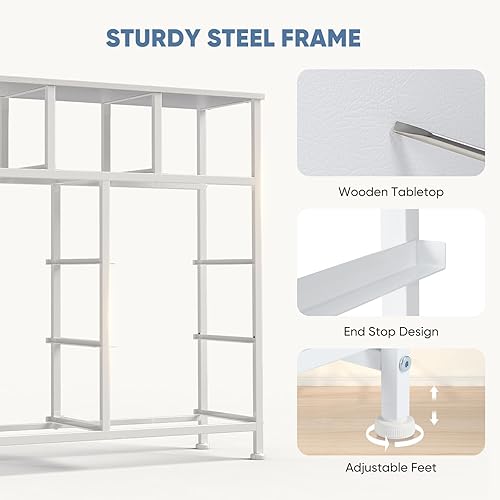 Vista 170 de DUMOS Cómoda para dormitorio, 4 cajones, organizador de cofres altos de tela, muebles de torre con marco de metal superior de madera para sala