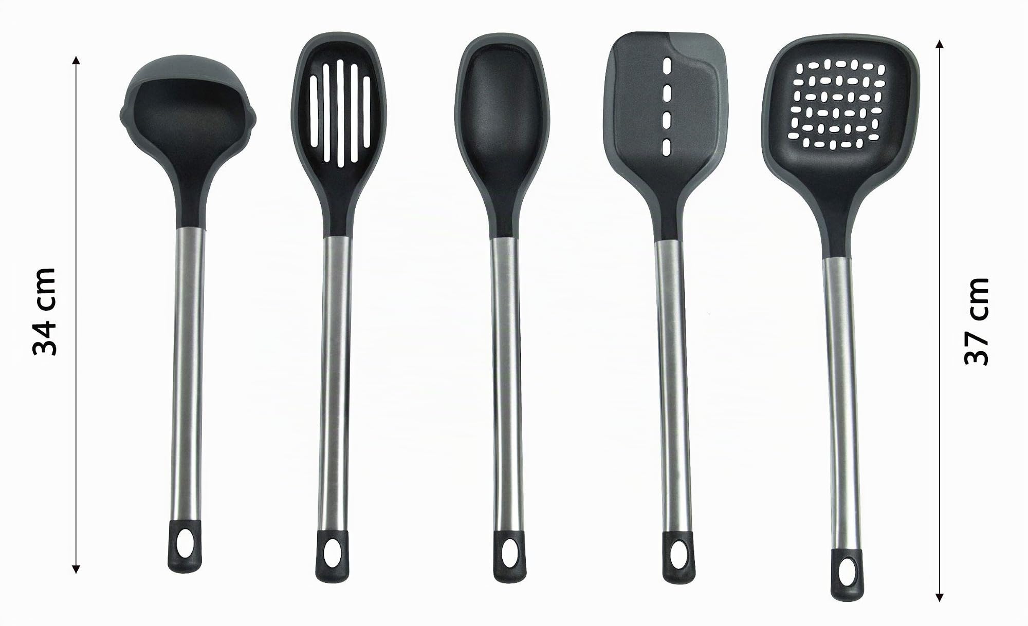 ZOLLNER24 10 utensilios de cocina de silicona y acero, antiadherentes