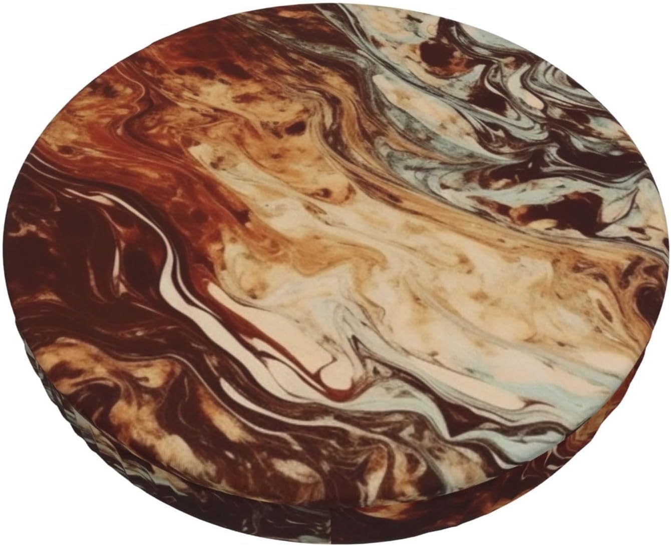 Bar Stool Cover Round Elastic Stool Cushion Covers Marble Mixed Brown Bar Chair Cover Washable Stool Cushion Slipcover Stretch Stool Seat Covers for 12-14 Inch Chair