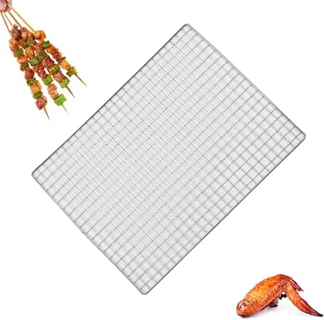 Grill Mesh, Iron Square BBQ Grill Net Barbecue Mesh Mat Grate Grid Wire Rack for Home Camping Cooking Barbecue Outdoor Picnic Tool