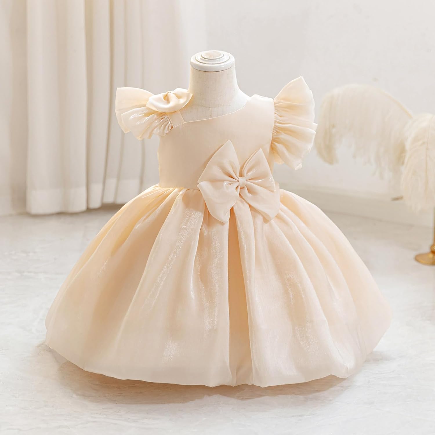 FYMNSI Baby Girl Birthday Dress Shiny Asymmetric Ruffle Tulle Tutu Dresses Princess Formal Flower Pageant Wedding Party Gown - Image 2