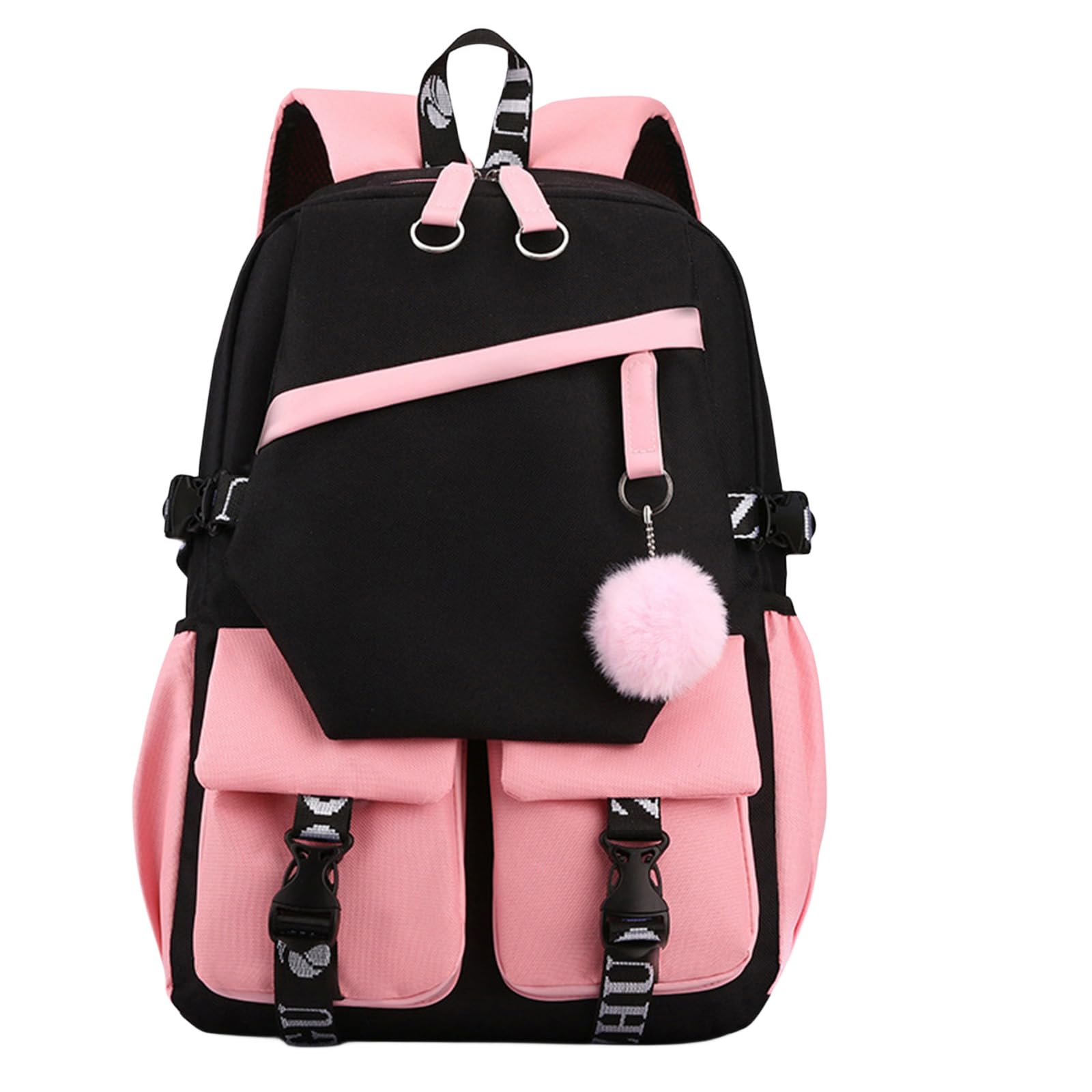 Mochila Escolar Negra de Primaria para Niñas Escuela Primaria Mochilas Escolares Rosas para Niños Backpack Nylon para Adolescentes y Estudiantes de último año