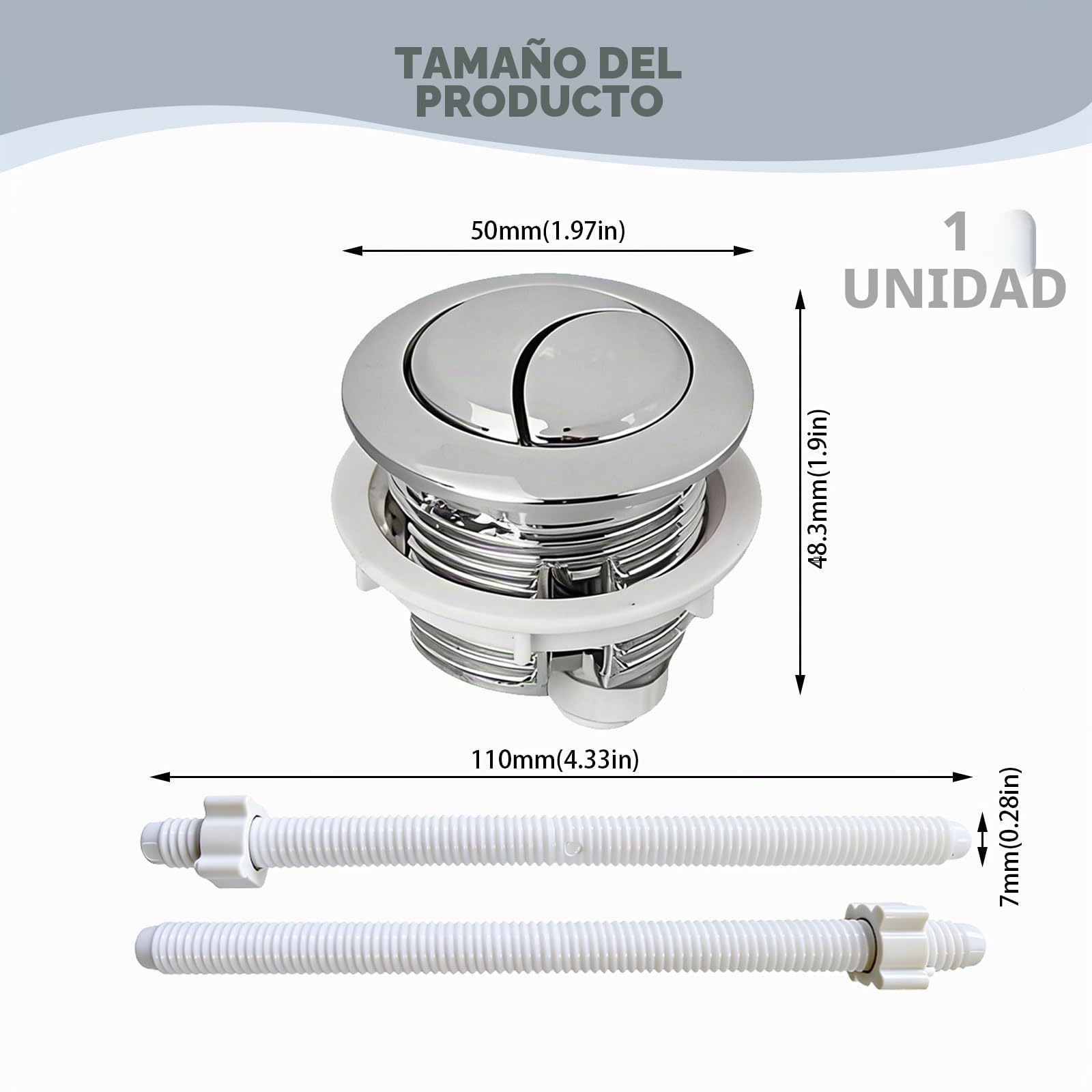 Pulsador cisterna, Botón de Cisterna Universal Rock para Inodoros de Doble Descarga, Accesorio de Baño Resistente y Duradero, Instalación Fácil y Rápida, Incluye 2 Palancas de Control