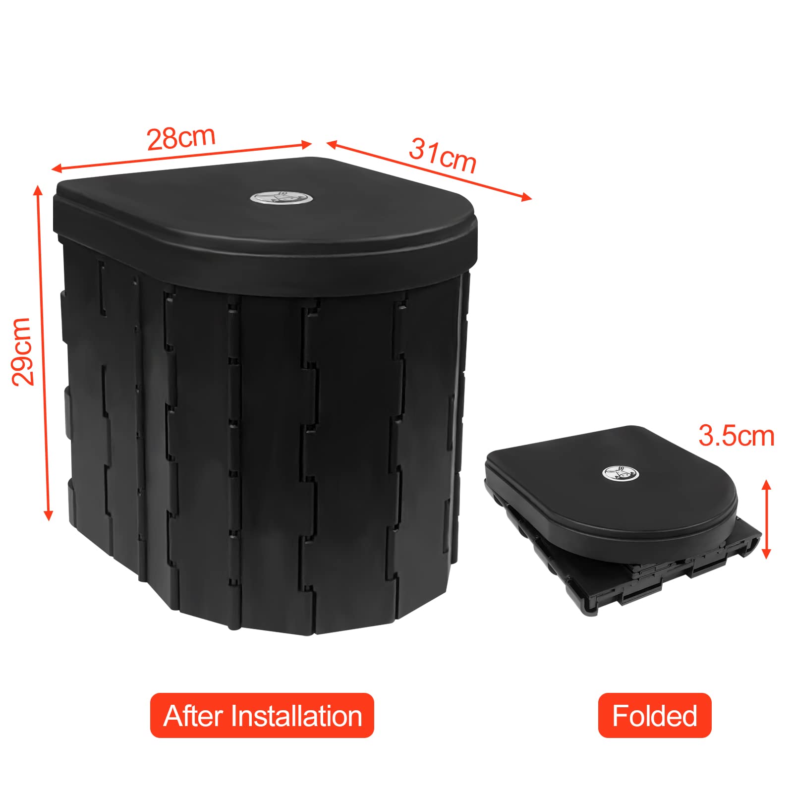 WC Da Campeggio Pieghevole 70L Con Custodia E Sacco Rifiuti – Portatile, Capacità 150kg