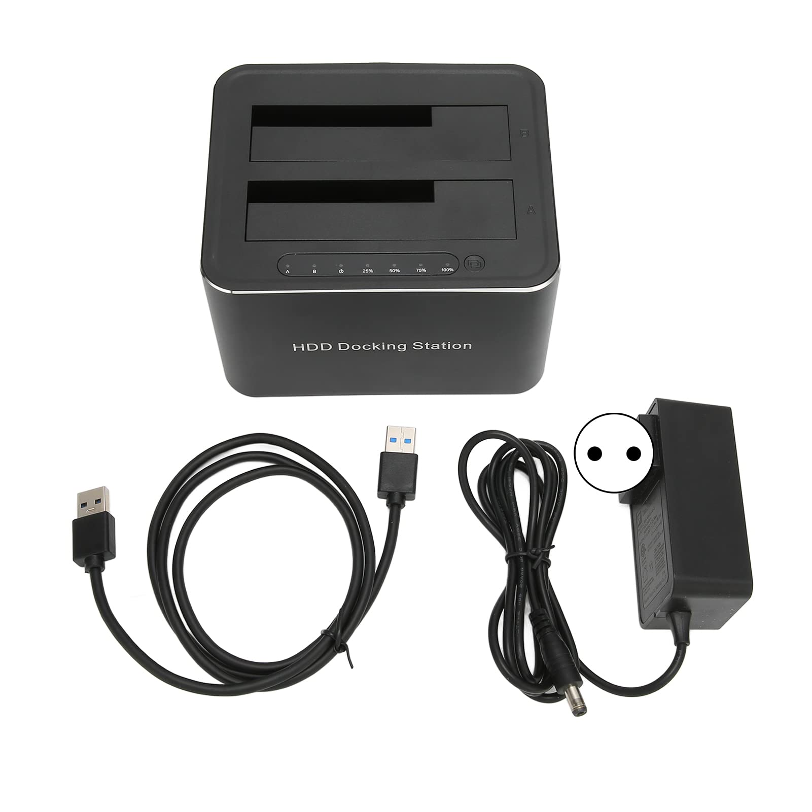 USB 3.0 do SATA Dual-Bay zewnętrzny stacja dokowania dysku twardego, obsługuje 2x 16 TB SSD, z funkcją klonu/duplikatora offline, wtyczką i odtwarzaniem dla 2.5 i 3.5 w HDD SSD SATA(EU)