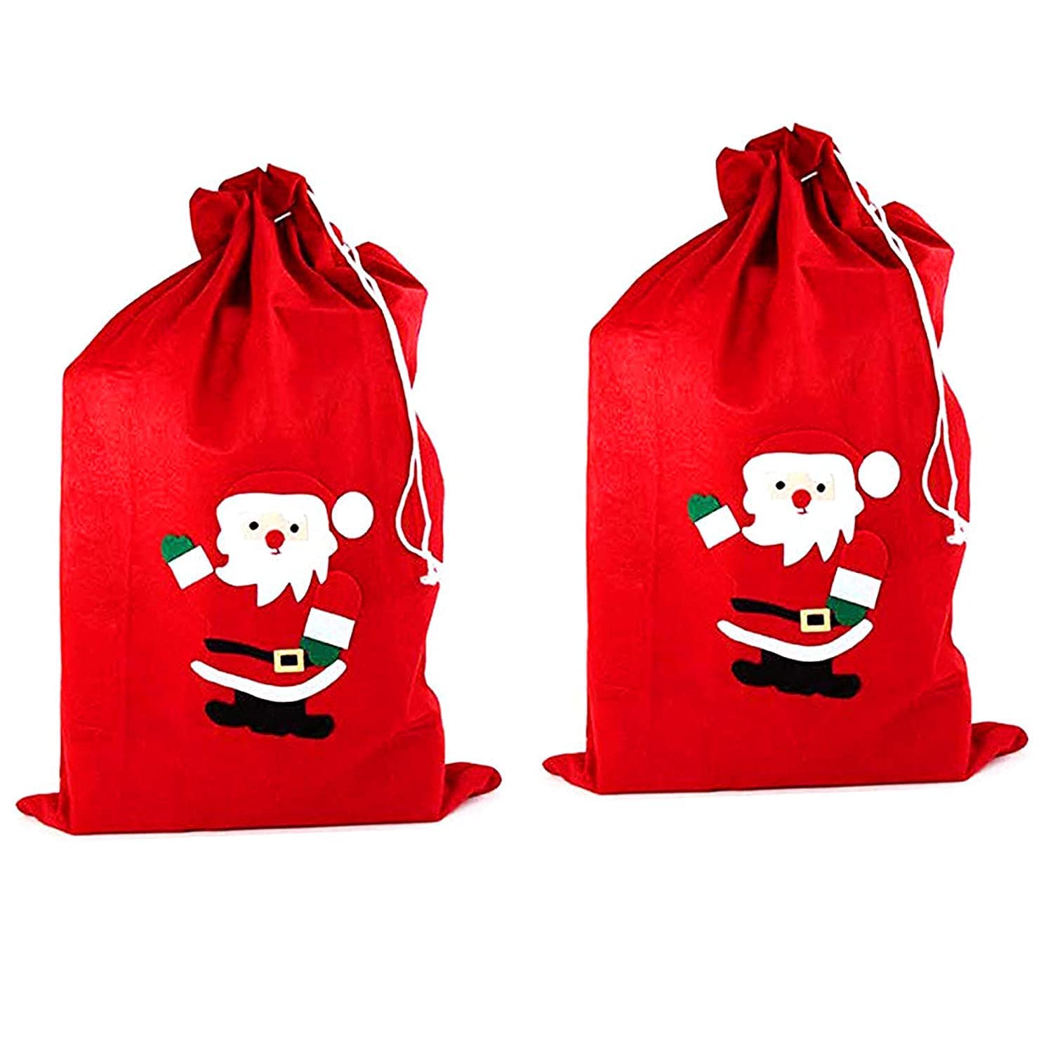 EPARTY-2 Pcs Christmas Santa Drawstring Gift Bag, Reusable Candy Bags for Festival,Party Candy Bag for Xmas Christmas Party