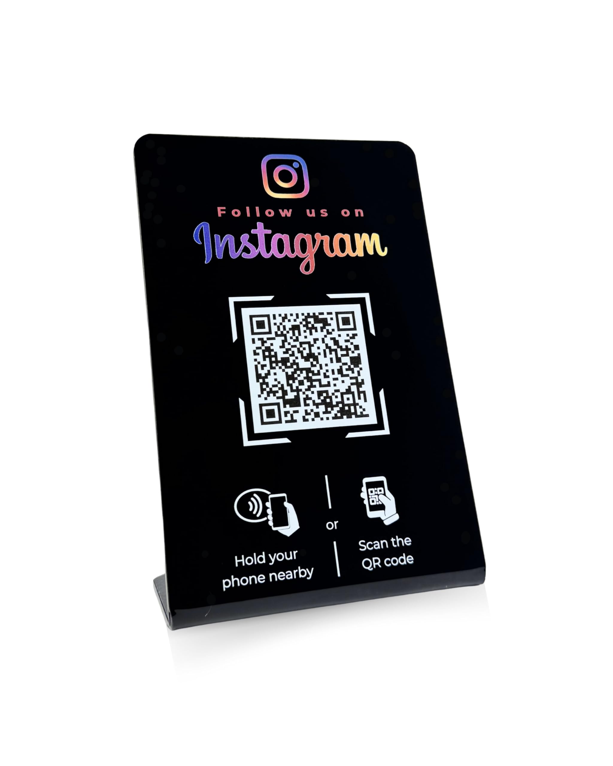 Supporto per Instagram con codice QR e chip NFC (16,5 x 10,5 cm)