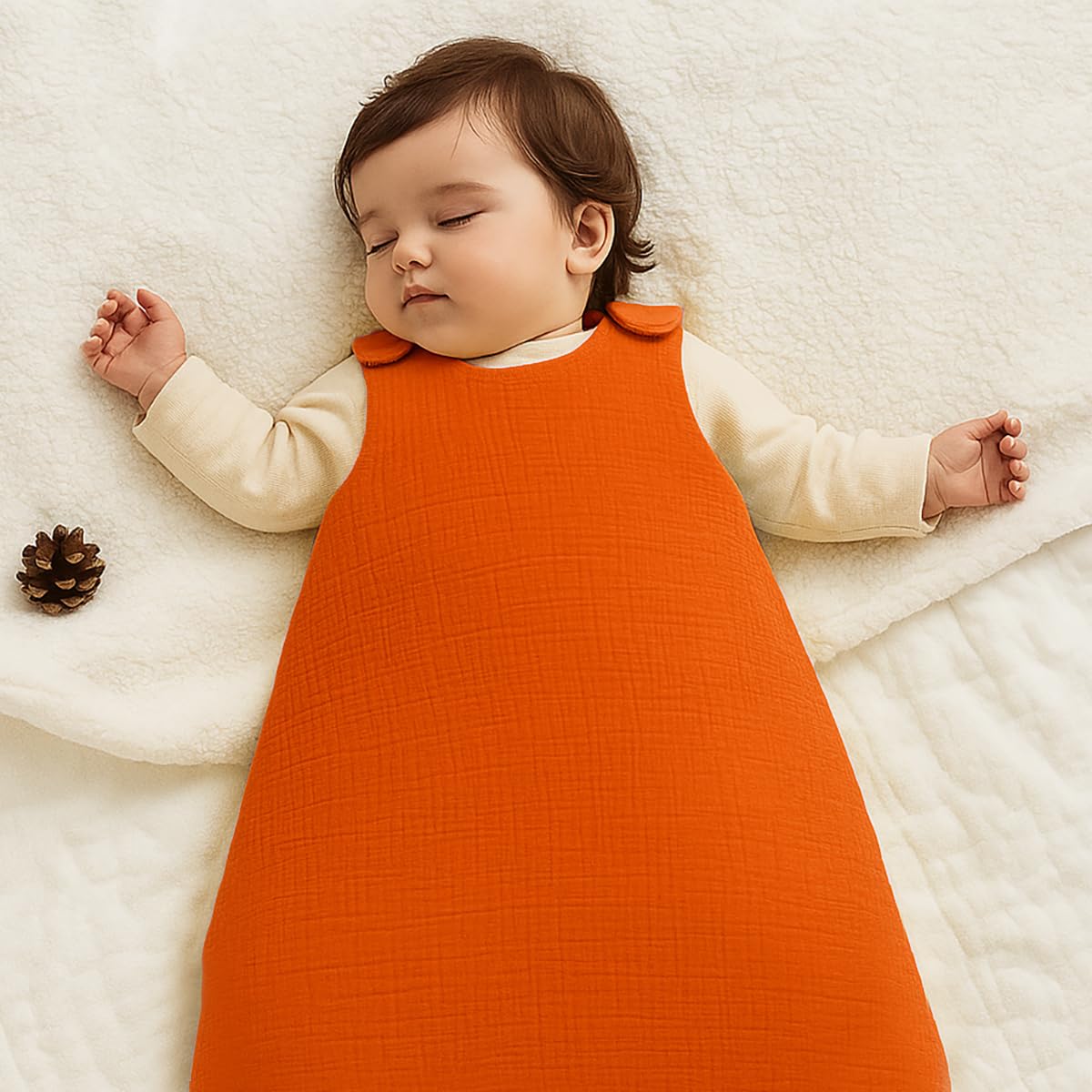 PAPAPATE Saco de dormir de invierno de algodón orgánico, 100% algodón orgánico, fabricado en Francia, TOG 4, hasta 18 meses (fresa)