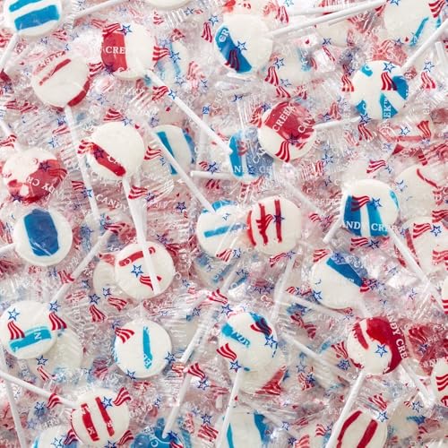 Patriotic Lollipops Nut free Parade Candy by Candy Creek Red Raspberry & Blueberry Blast 230 Count