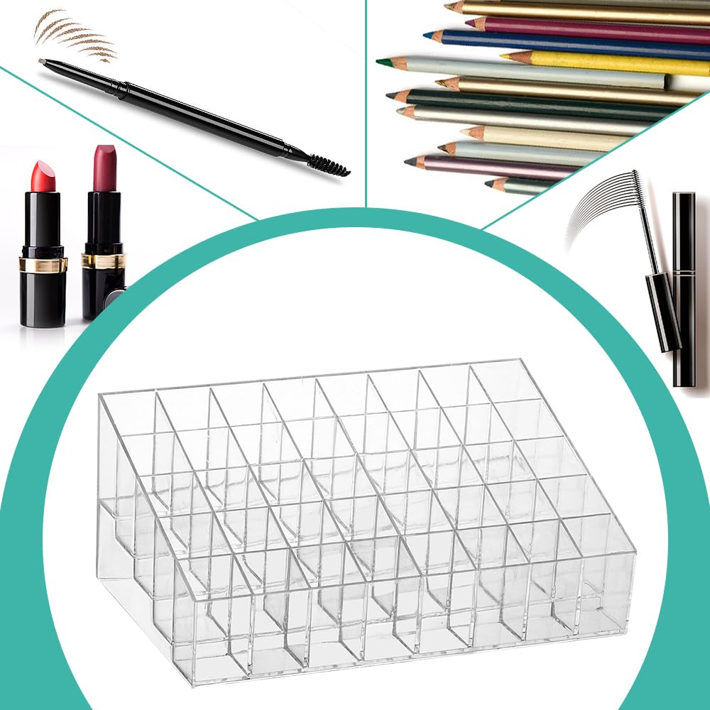 LPAMABA Porta Rossetto in Acrilico a 40 Griglie Organizer per Rossetti Espositore per Rossetti Elegante e Resistente Organizzatore Porta Rossetto, Trasparente, 20 * 11.8 * 8 cm