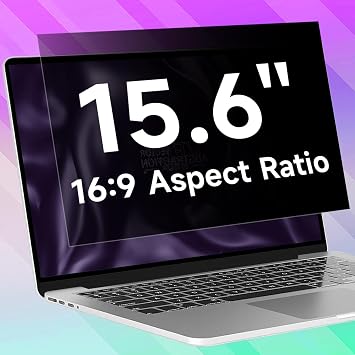 15.6 Inch 1920x1080 Laptop Privacy Screen Filter, Anti Blue Light Glare & Anti Scratch Computer Privacy Shield for 15.6" with 169 Aspect Ratio Laptop Portable Monitor
