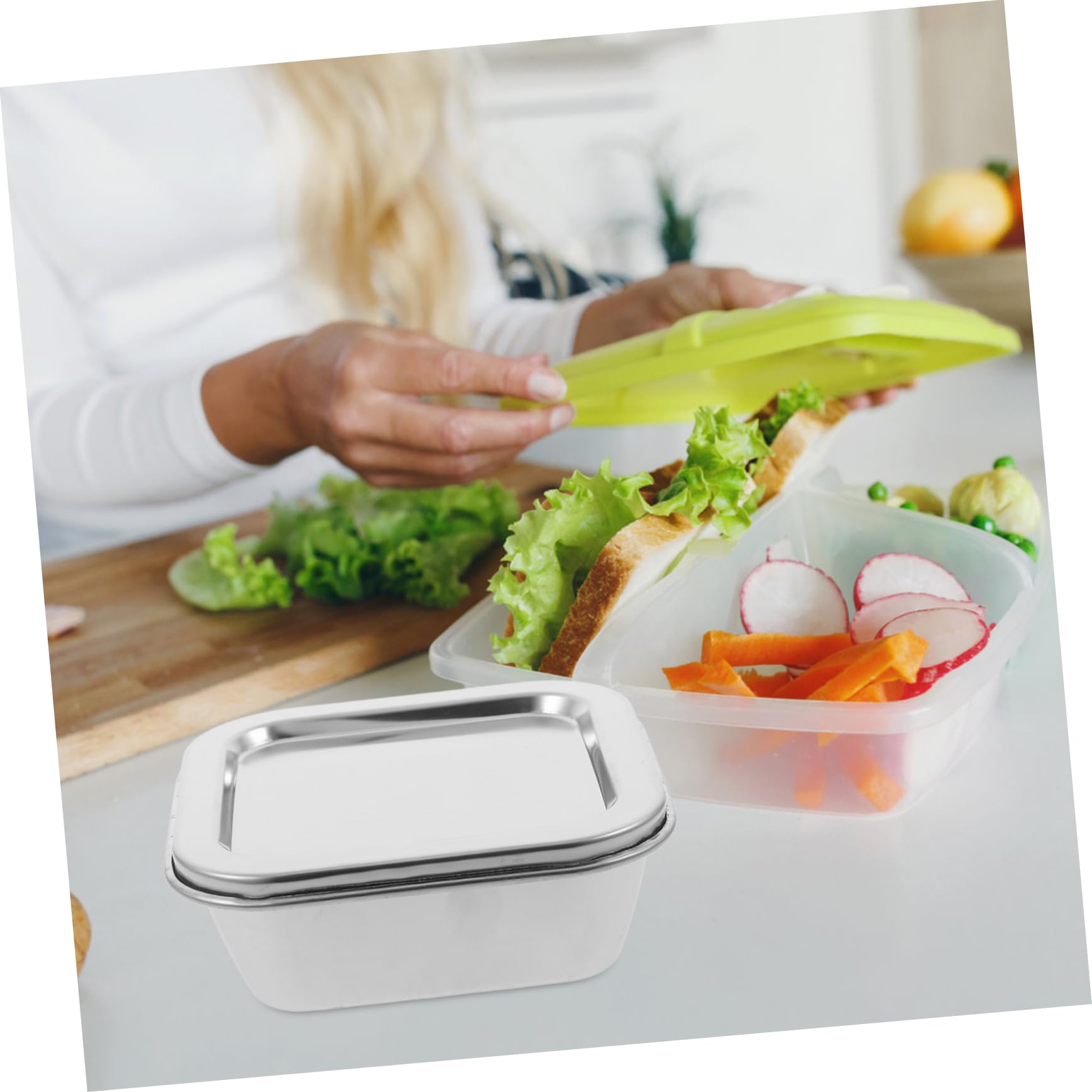 PRETYZOOM 5 Pz Scatola per campioni in acciaio inossidabile Scatola per campioni di cibo Contenitore per campioni di cibo grandi contenitori per alimenti forniture per mensa
