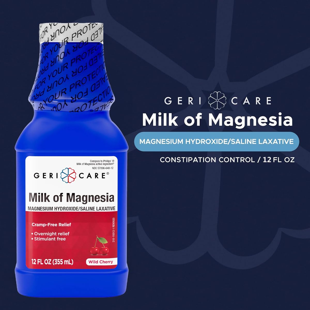 GeriCare Milk of Magnesia, Magnesium Hydroxide 1200mg | Cherry Flavor | Constipation Relief | Cramp-Free, Saline Laxative | 12 Fl Oz (Pack of 1) — Amazon image 8