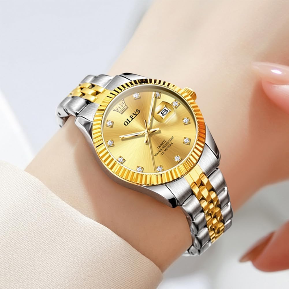 OLEVS Women Watches Business Dress Female Ladies for Small Wrist Watch Gold Silver Tone Stainless Steel Band Analog Quartz Day Date Waterproof Lady Watches - Image 7