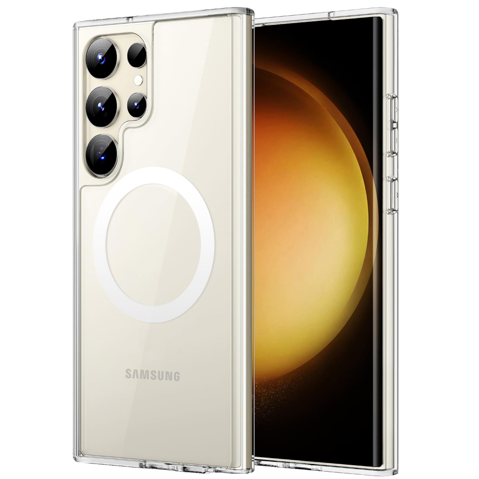 JETech Magnetic Case for Samsung Galaxy S23 Ultra 6.8-Inch, Compatible with MagSafe, Shockproof Protective Phone Cover, Non-Yellowing Hard Clear PC Back (Clear)