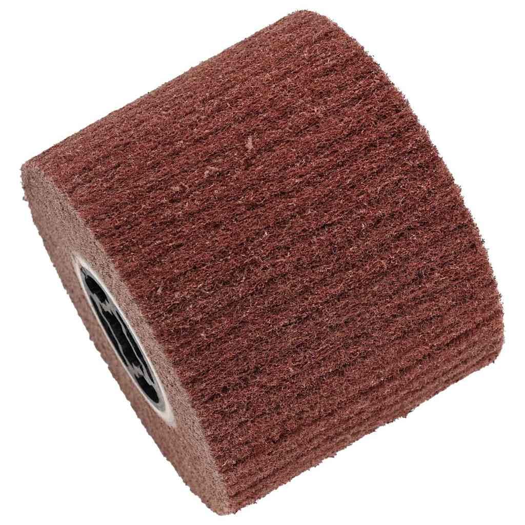 3x Schleifrollen 12x12x10 cm aus Synthetikfaser, Zylindrische Schleifwalze für Winkelschleifer, Grobes Schleifwerkzeug für Metall und Holzbearbeitung