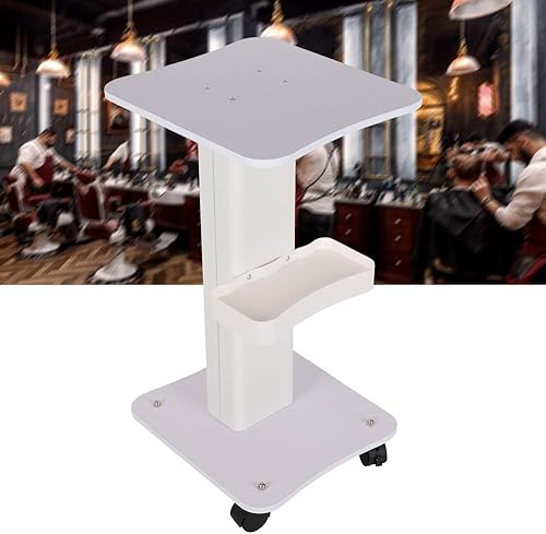 Miniatura 6 de Carrito de salón de belleza con ruedas de bloqueo, carrito rodante de aluminio de capacidad de 132 libras, carrito de esteticista móvil blanco con