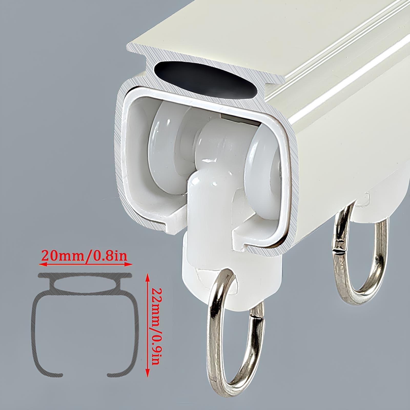 Aluminiowy karnisz, sufit, karnisz, cichy karnisz z rolkami, do biura, salonu, sypialni (biały, A, 1,20 m) - łatwa instalacja i nowoczesny design