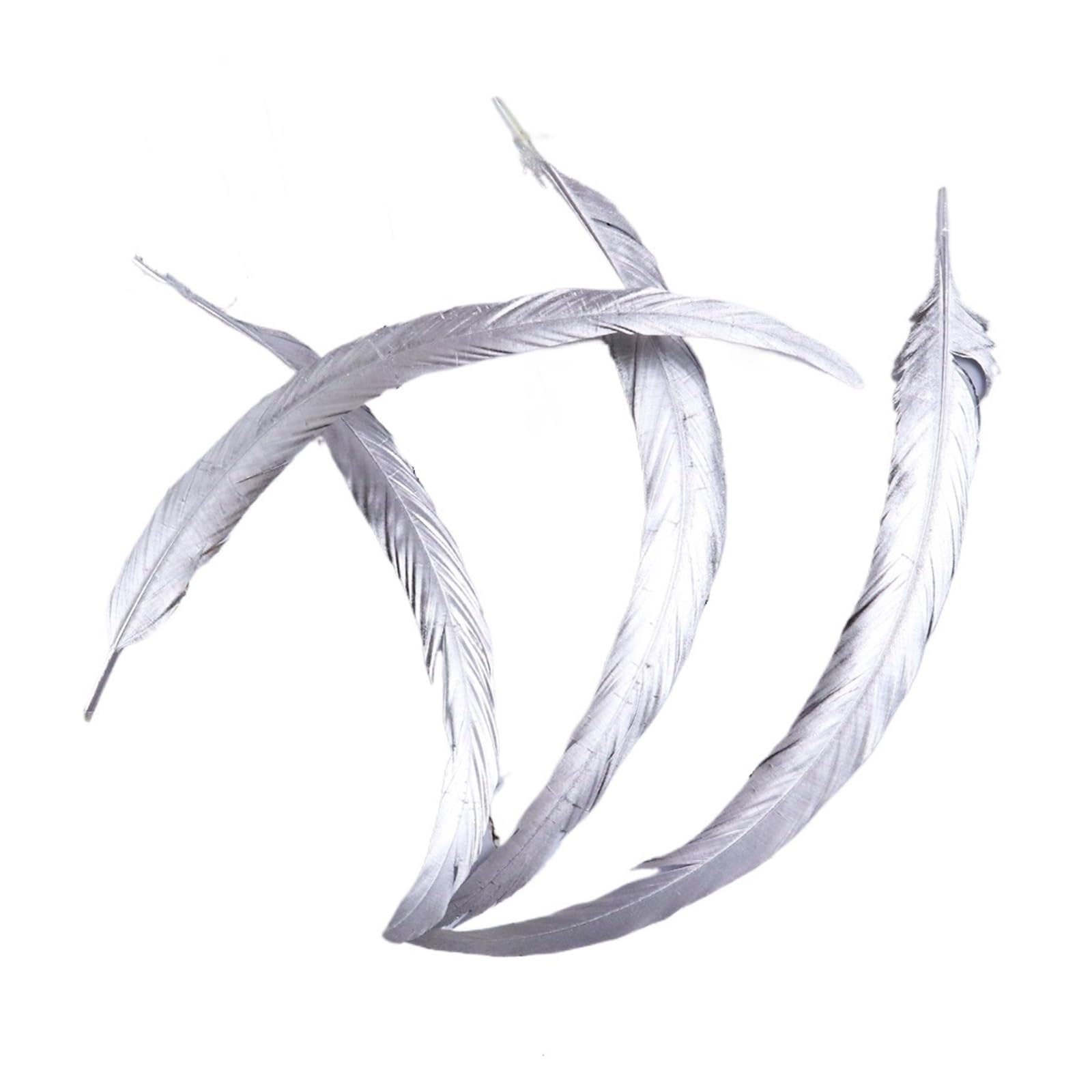 Plumes de poulet à Immersion or et argent, artisanat 12-14 pouces/30-35cm, plumes de queue de poulet, accessoires de bricolage, décoration de plumes(Silver,50PCS)