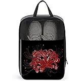 シューズケース彼岸花花柄シューズバッグ靴袋シューズ袋旅行靴収納収納バッグジッパー式シューズポーチ持ち運びに便利トラベルポーチ大容量小物入れジムバッグ通気性半透明出張/旅行/スポーツ用1足入れ男女兼用