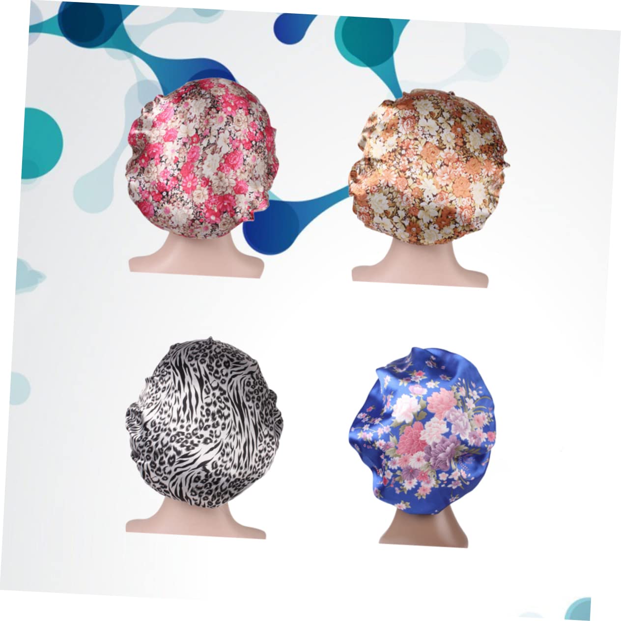 minkissy 12 Unidades de Gorro de satén para Mujer, Gorro de Noche Esponjoso, de Noche de satén, de e de Lado Ancho, Gorra de de ala Ancha, Gorra de quimioterapia, de Pelo